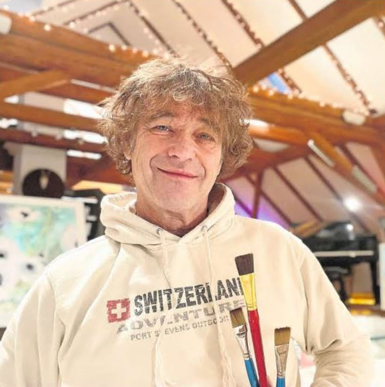 Sven Spiegelberg Kunstmaler Baden Aargau Künstler Kunstkarten Kunstkalender Bea Beatrice Sonnbicher Dr.Sven Bözberg Atelier Halde Altstadt-Baden Künstler Acrylglas Kunstwerk Leindwand Biographie Geschichte Dankeskarte Grusskarte